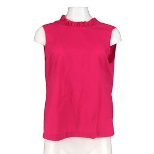 Laundry by Shelli Segal Top Ruffle Neck Poplin Button Back Sleeveless Pink M